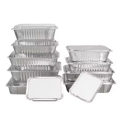 Rectangular Disposable Aluminum Foil Food Container with Fold-Down Lid Perfect for Restaurant Outings , Catered Events and Meal Prep