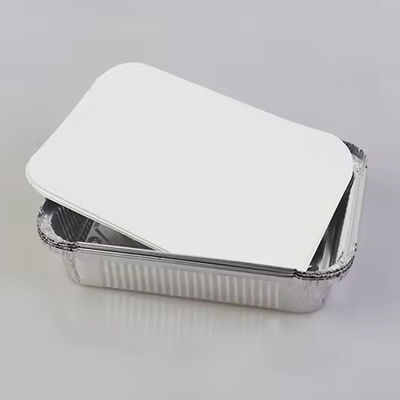 Contenitore alimentare monouso in foglio di alluminio rettangolare con coperchio pieghevole perfetto per escursioni in ristorante, eventi di catering e preparazione dei pasti